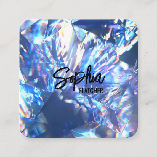 Elegant diamant modern minimalistisch zwart vierka vierkante visitekaartje (Voorkant)