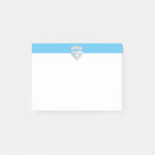 Elegant diamant & tiara op turkooizen blauw & wit post-it® notes (Voorkant)