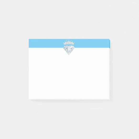 Elegant diamant & tiara op turkooizen blauw & wit post-it® notes (Voorkant)