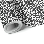 Elegant Diamant Vierkant Zwart Wit Cadeaupapier (Rol Hoek)