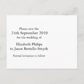 Elegant diamanten hart bewaar de datum zwart & wit aankondigingskaart (Achterkant)