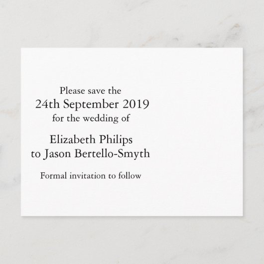 Elegant diamanten hart bewaar de datum zwart & wit aankondigingskaart (Achterkant)