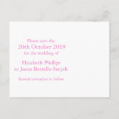 Elegant diamanten hart save the date roze aankondigingskaart (Achterkant)