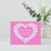 Elegant diamanten hart save the date roze aankondigingskaart (Staand voorkant)