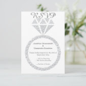 ELEGANT DIAMANTEN RING GLITTER RSVP KAART (Staand voorkant)