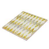 Elegant diamantpatroon, goud, wit, grijs, modern tegeltje (Zijkant)