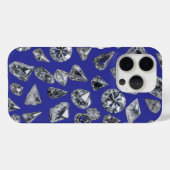 Elegant diamantpatroon op blauwe achtergrond Case-Mate iPhone case (Achterkant (horizontaal))
