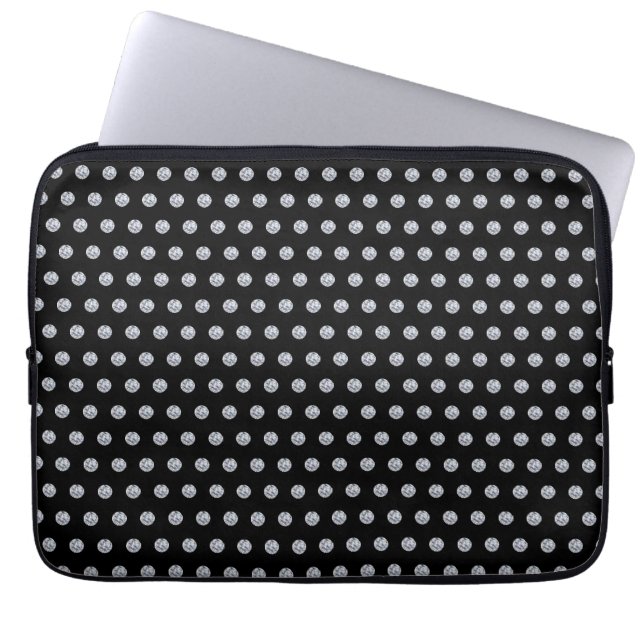 Elegant diamantpatroon op de zwarte laptoptas laptop sleeve (Voorkant)