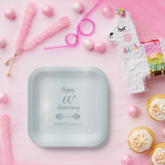 Elegant Diamond 60ste bruiloft Jubileum Party Papieren Bordje (Feest)