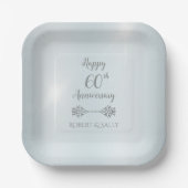 Elegant Diamond 60ste bruiloft Jubileum Party Papieren Bordje (Voorkant)