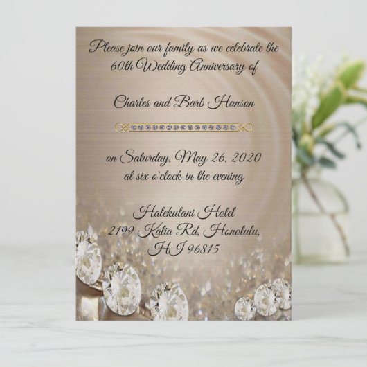 Elegant Diamond 60ste Jubileum feestdag Kaart (Staand voorkant)