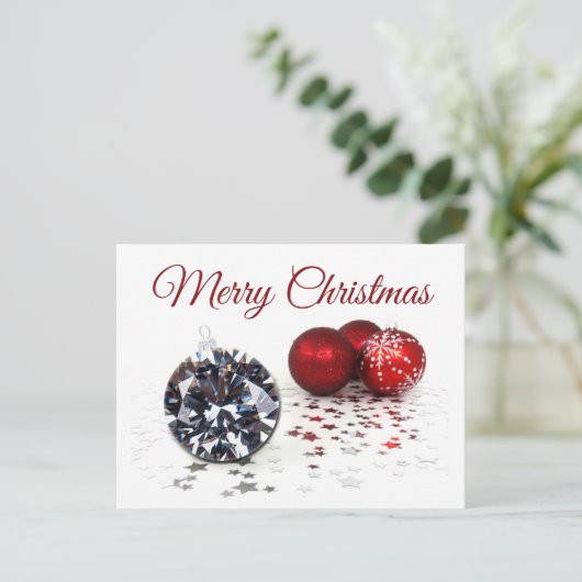 Elegant Diamond and Red Kerstversients Briefkaart (Staand voorkant)