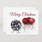 Elegant Diamond and Red Kerstversients Briefkaart (Voorkant / Achterkant)