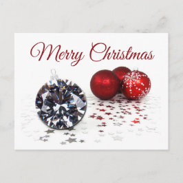 Elegant Diamond and Red Kerstversients Briefkaart