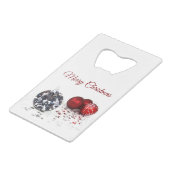 Elegant Diamond and Red Kerstversients Creditkaart Flessenopener (Voorkant Gekanteld)