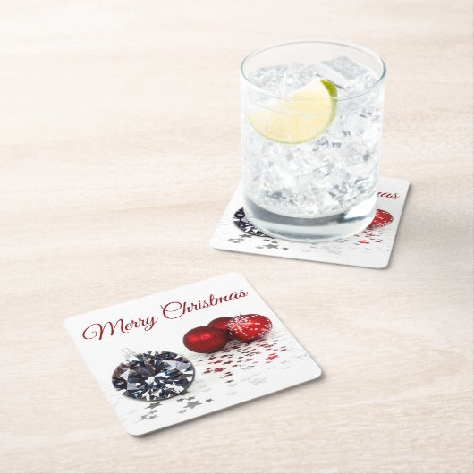 Elegant Diamond and Red Kerstversients Kartonnen Onderzetters (Insitu)