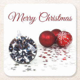 Elegant Diamond and Red Kerstversients Kartonnen Onderzetters