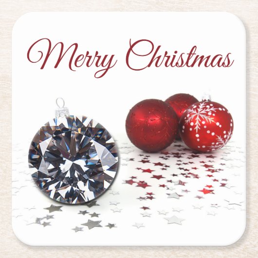 Elegant Diamond and Red Kerstversients Kartonnen Onderzetters (Voorkant)