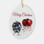 Elegant Diamond and Red Kerstversients Keramisch Ornament (Rechts)