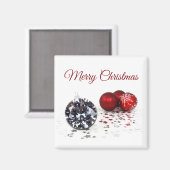 Elegant Diamond and Red Kerstversients Magneet (Voorkant / Achterkant)