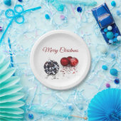Elegant Diamond and Red Kerstversients Papieren Bordje (Feest)