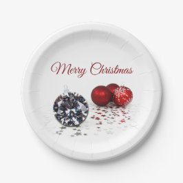 Elegant Diamond and Red Kerstversients Papieren Bordje