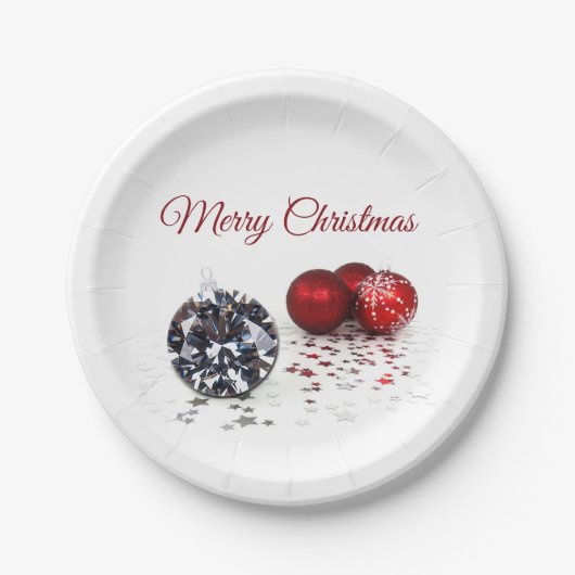 Elegant Diamond and Red Kerstversients Papieren Bordje (Voorkant)
