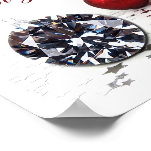 Elegant Diamond and Red Kerstversients Poster (Hoek)