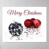Elegant Diamond and Red Kerstversients Poster (Voorkant)