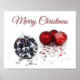Elegant Diamond and Red Kerstversients Poster
