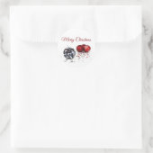 Elegant Diamond and Red Kerstversients Ronde Sticker (Tas)