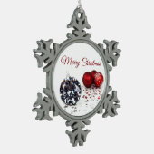Elegant Diamond and Red Kerstversients Tin Sneeuwvlok Ornament (Links)