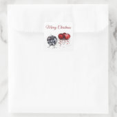 Elegant Diamond and Red Kerstversients Vierkante Sticker (Tas)