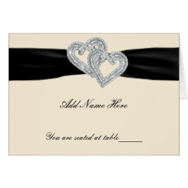 Elegant Diamond Black Ribbon Place Cards