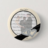 Elegant Diamond Black Ribbon Round Button (Voorkant)
