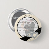 Elegant Diamond Black Ribbon Round Button (Voorkant /achterkant)