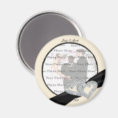 Elegant Diamond Black Ribbon Round Magnet (Voorkant / Achterkant)