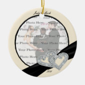 Elegant Diamond Black Ribbon Round Ornament (Voorkant)