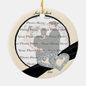 Elegant Diamond Black Ribbon Round Ornament (Achterkant)
