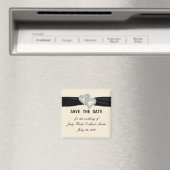 Elegant Diamond Black Ribbon Save the Date Magnet (Insitu (Vaatwasser))