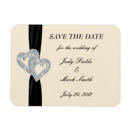 Elegant Diamond Black Ribbon Save the Date Magnet Magneet