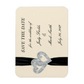 Elegant Diamond Black Ribbon Save the Date Magnet Magneet (Verticaal)
