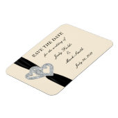 Elegant Diamond Black Ribbon Save the Date Magnet Magneet (Linkerzijde)