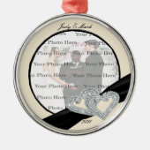 Elegant Diamond Black Ribbon Silver Round Ornament (Voorkant)