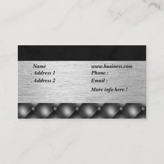 Elegant Diamond Black Silver visitekaartje (Achterkant)
