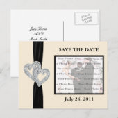Elegant Diamond BlackRibbon Save The Date Briefkaa Aankondigingskaart (Voorkant / Achterkant)