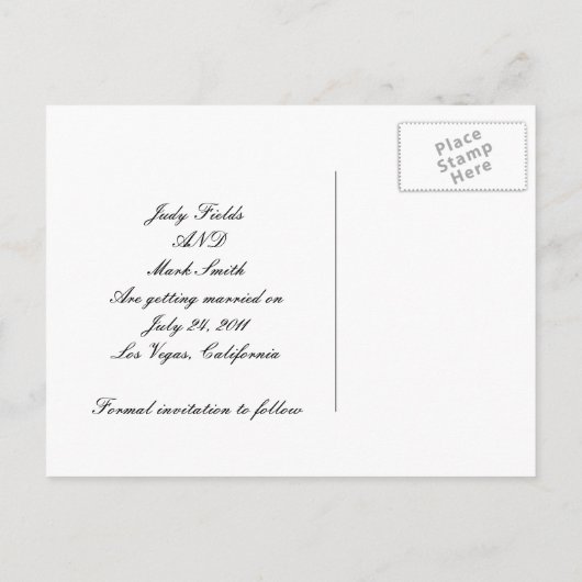 Elegant Diamond BlackRibbon Save The Date Briefkaa Aankondigingskaart (Achterkant)
