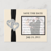 Elegant Diamond BlackRibbon Save The Date Briefkaa Aankondigingskaart (Voorkant)