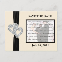 Elegant Diamond BlackRibbon Save The Date Briefkaa Aankondigingskaart
