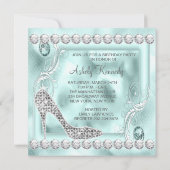 Elegant Diamond Blauwgroen Blauw Verjaardagsfeest Kaart (Achterkant)